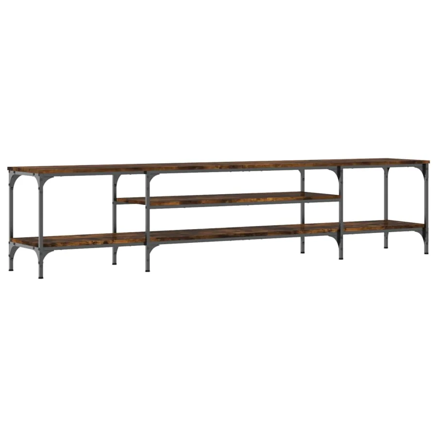 Meuble TV chêne fumé 201x35x45 cm bois d'ingénierie et fer - 2