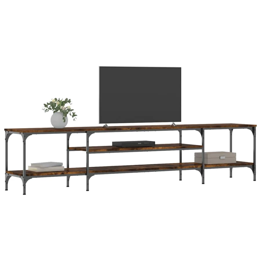 Meuble TV chêne fumé 201x35x45 cm bois d'ingénierie et fer - 3