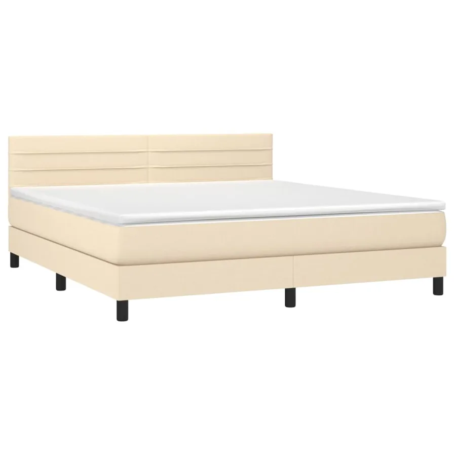 Sommier à lattes de lit avec matelas Crème 180x200 cm Tissu - 3