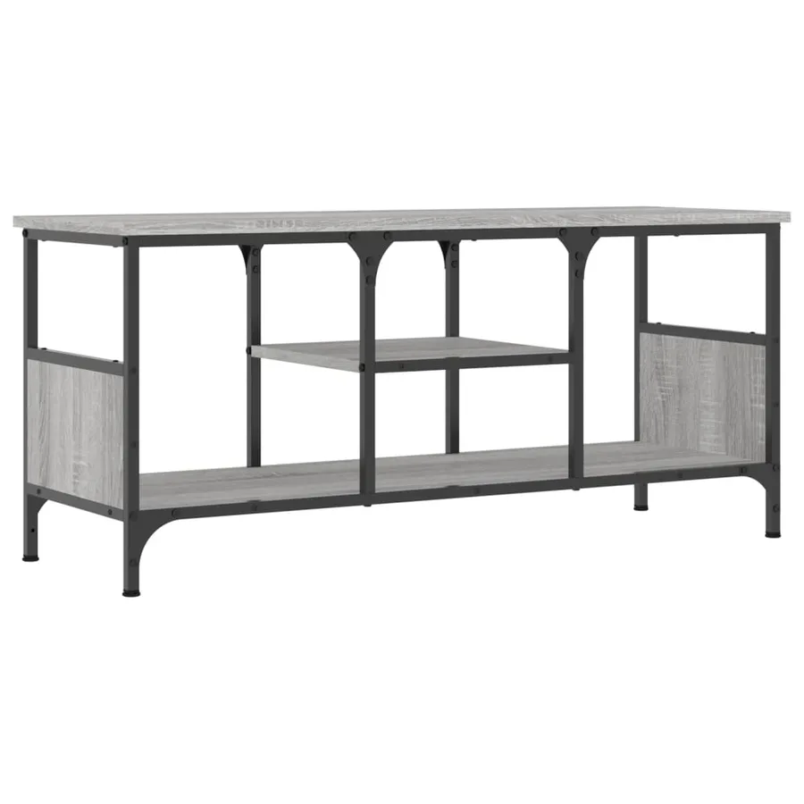 Meuble TV sonoma gris 100x35x45 cm bois d'ingénierie et fer - 2