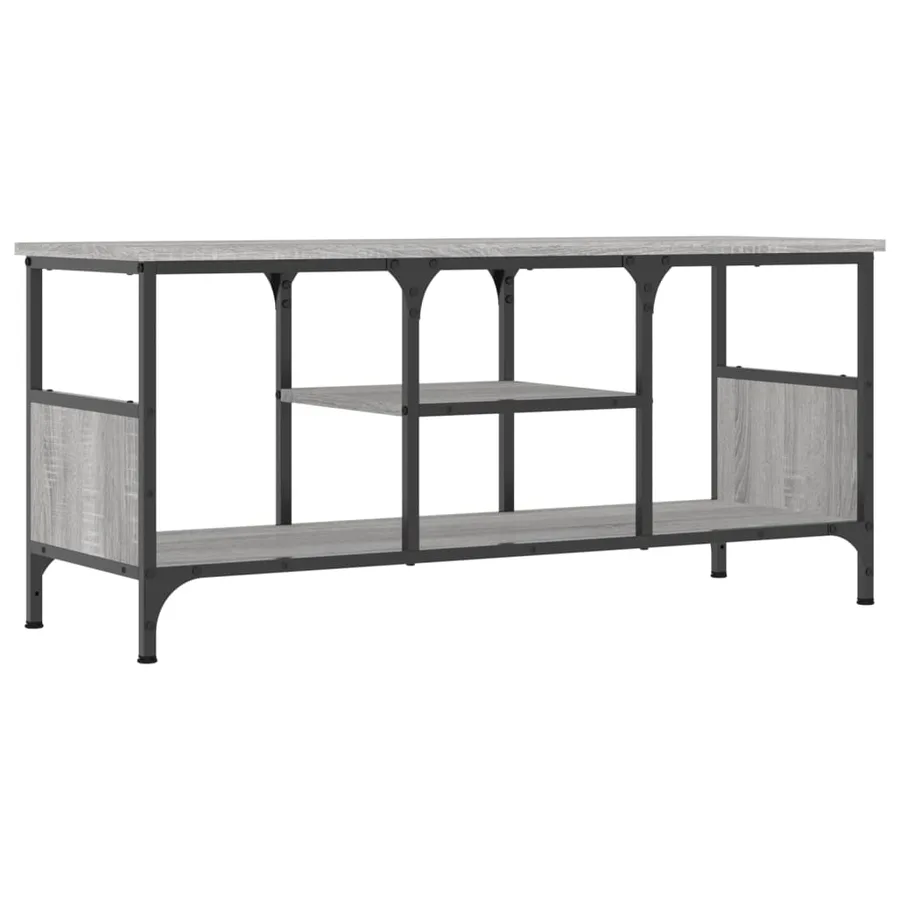 Meuble TV sonoma gris 100x35x45 cm bois d'ingénierie et fer - 6