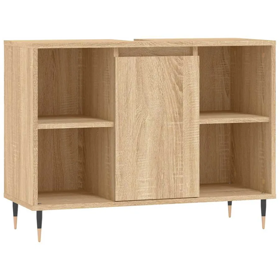 Armoire salle de bain chêne sonoma 80x33x60cm bois d'ingénierie - 2