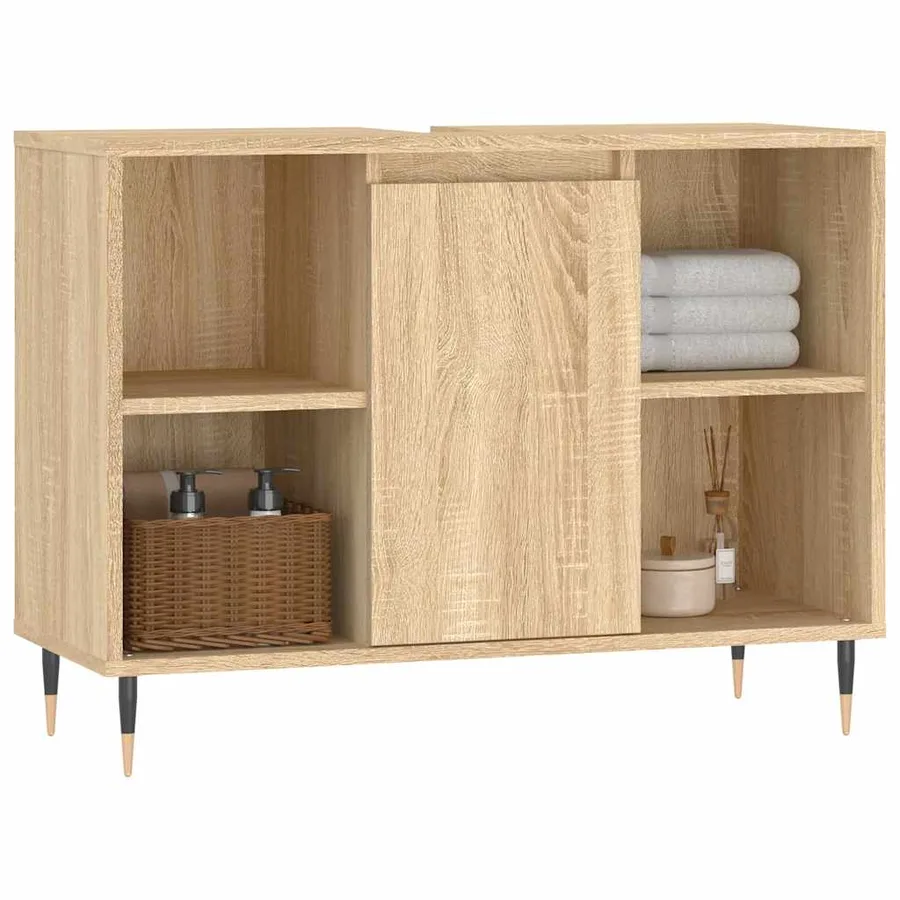 Armoire salle de bain chêne sonoma 80x33x60cm bois d'ingénierie - 3