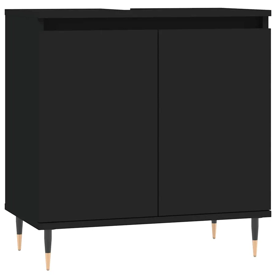 Armoire de salle de bain noir 58x33x60 cm bois d'ingénierie - 2