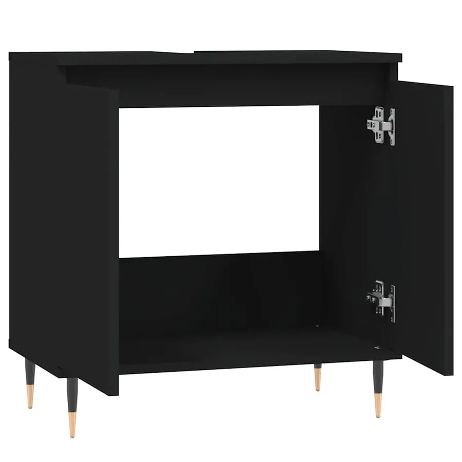 Armoire de salle de bain noir 58x33x60 cm bois d'ingénierie - 5