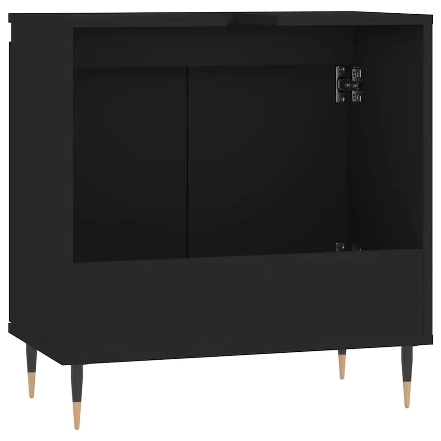 Armoire de salle de bain noir 58x33x60 cm bois d'ingénierie - 7