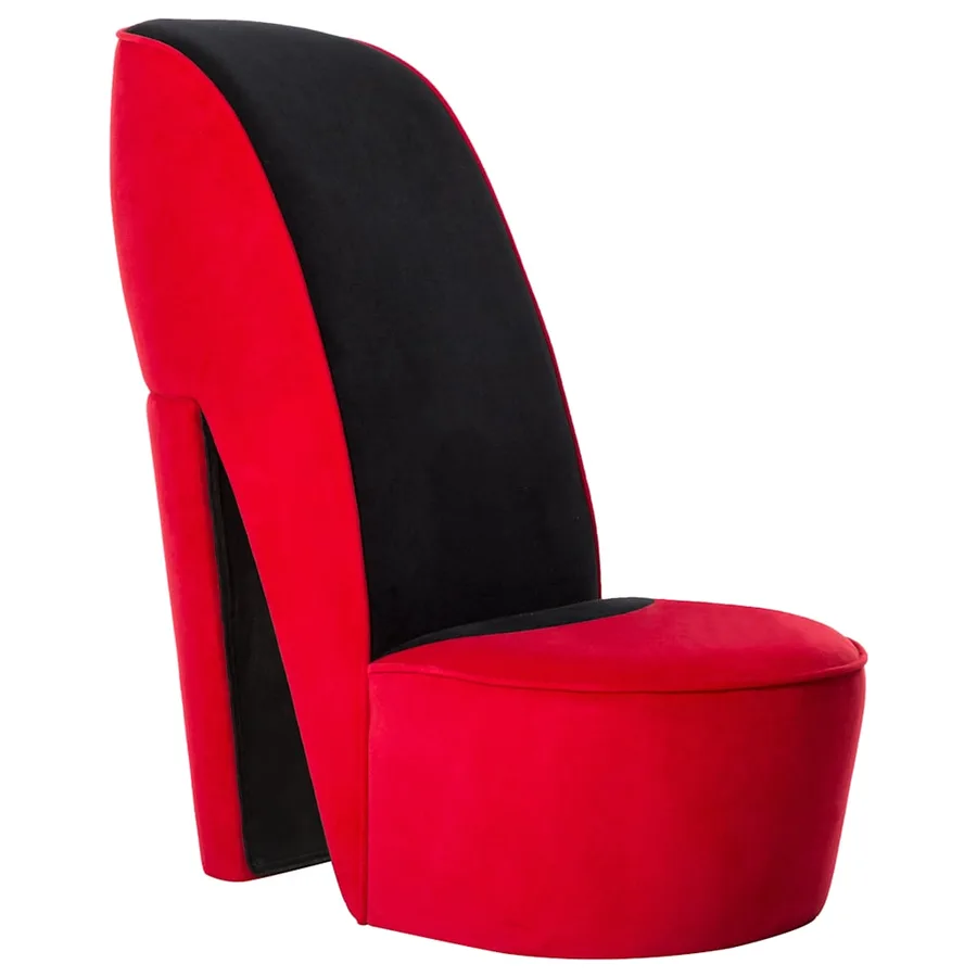 Chaise en forme de talon haut rouge velours - 2