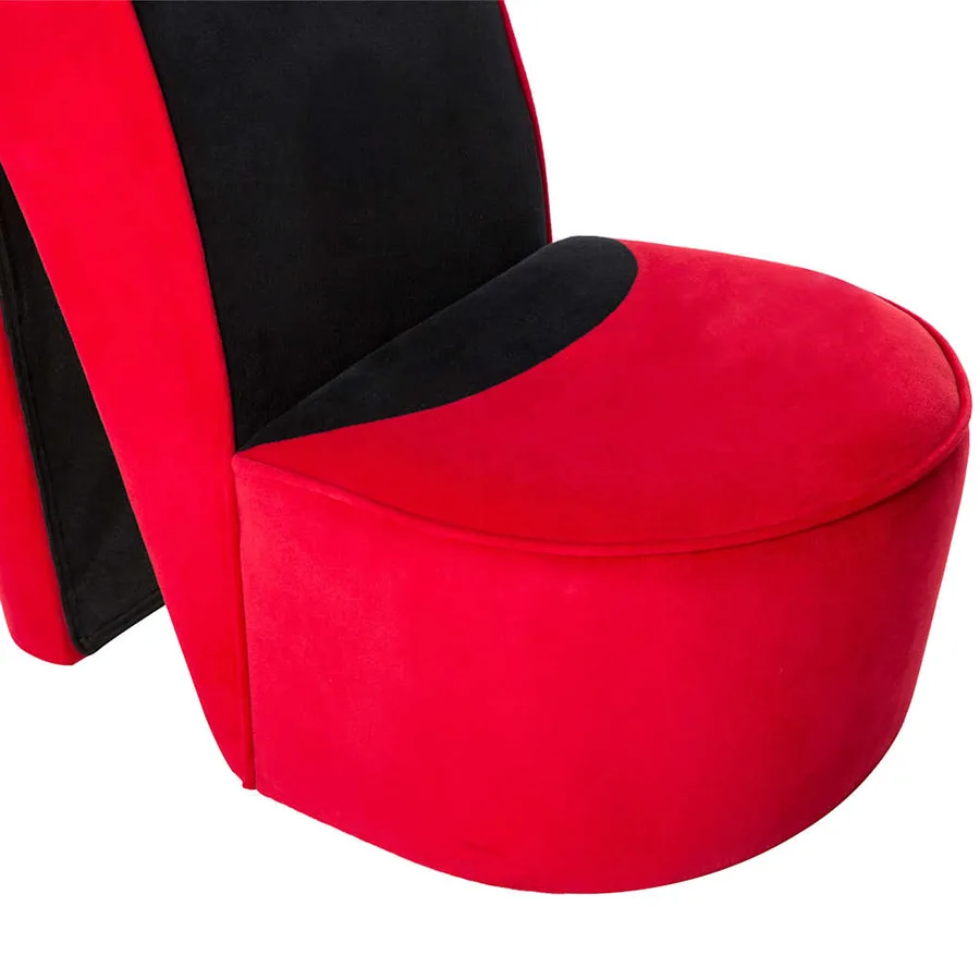 Chaise en forme de talon haut rouge velours - 7