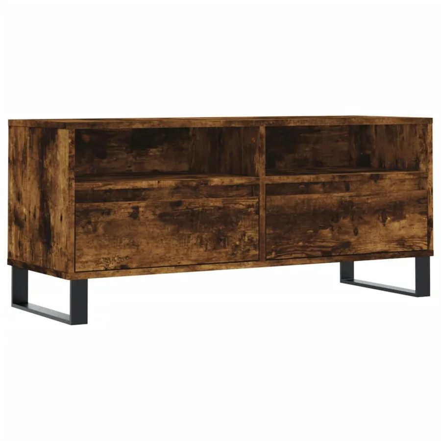 Meuble TV chêne fumé 100x34,5x44,5 cm bois d'ingénierie - 2