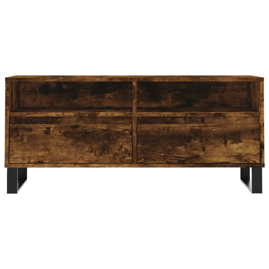 Meuble TV chêne fumé 100x34,5x44,5 cm bois d'ingénierie - 5