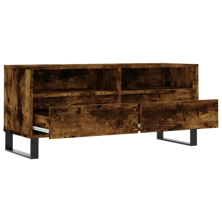 Meuble TV chêne fumé 100x34,5x44,5 cm bois d'ingénierie - 6