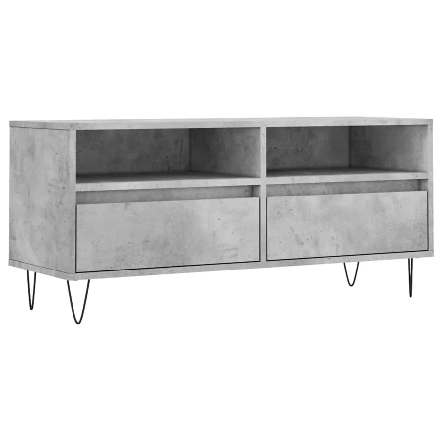Meuble TV gris béton 100x34,5x44,5 cm bois d'ingénierie - 2