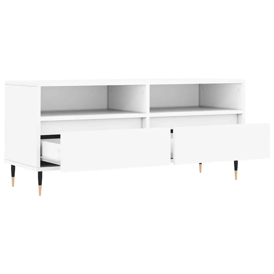 Meuble TV blanc 100x34,5x44,5 cm bois d'ingénierie - 6