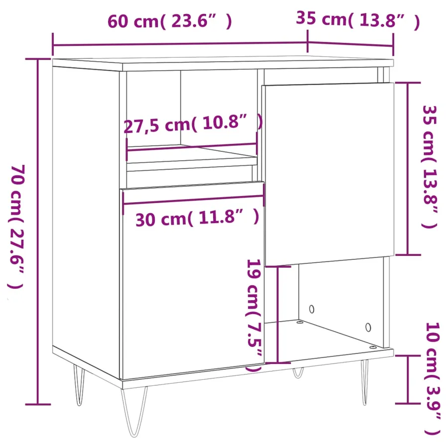Buffet Gris béton 60x35x70 cm Bois d'ingénierie - 12