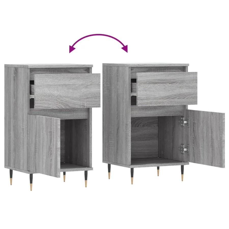 Buffet sonoma gris 40x35x70 cm bois d'ingénierie - 10