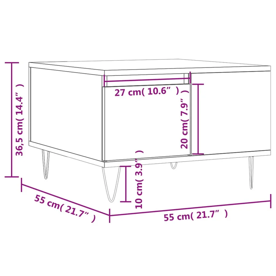 Table basse sonoma gris 55x55x36,5 cm bois d'ingénierie - 11