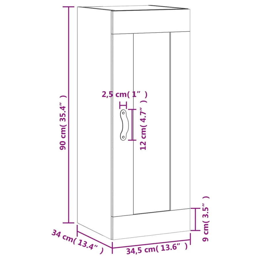 Armoire murale chêne sonoma 34,5x34x90 cm bois d'ingénierie - 14