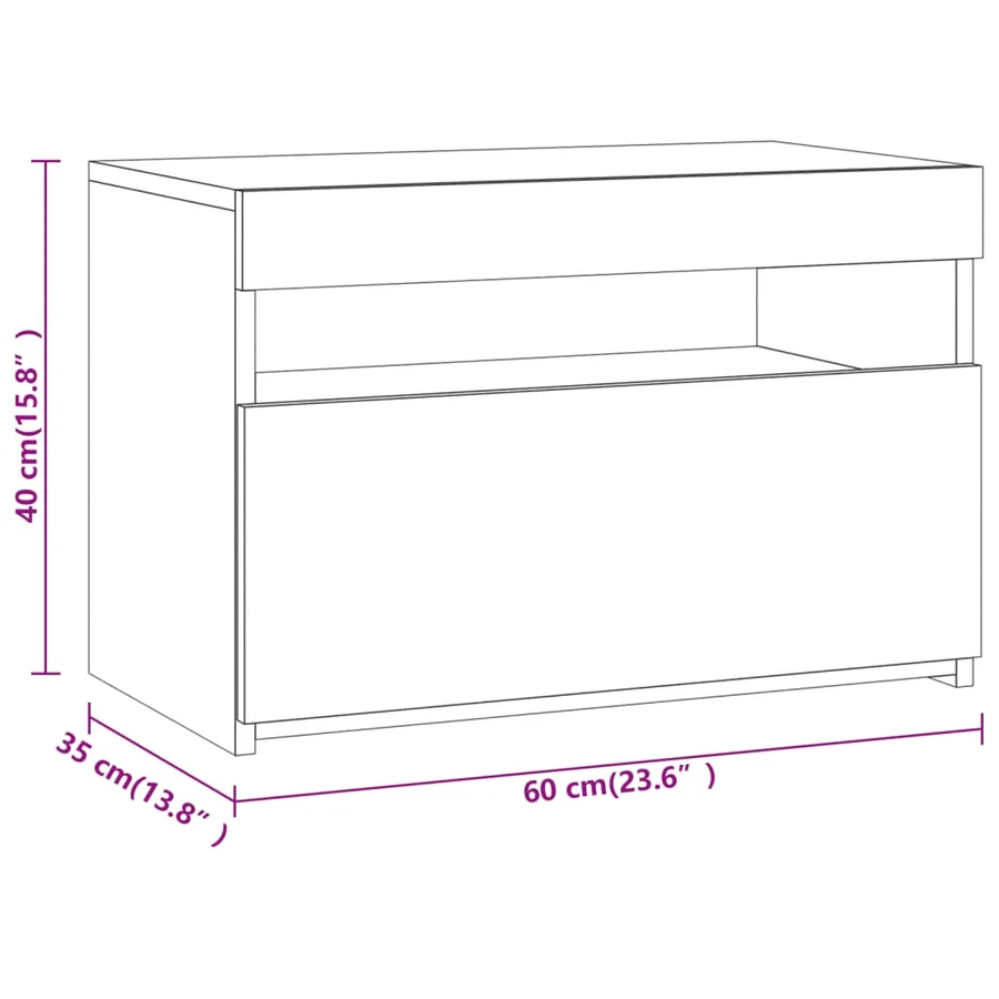 Table de chevet avec lumières LED Chêne fumé 60x35x40 cm - 11