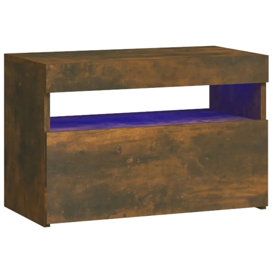 Table de chevet avec lumières LED Chêne fumé 60x35x40 cm - 2