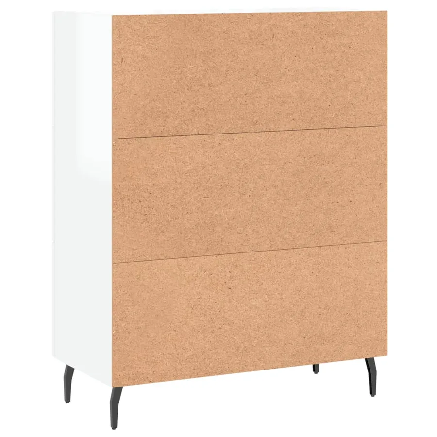 Buffet Blanc brillant 69,5x34x90 cm Bois d'ingénierie - 8