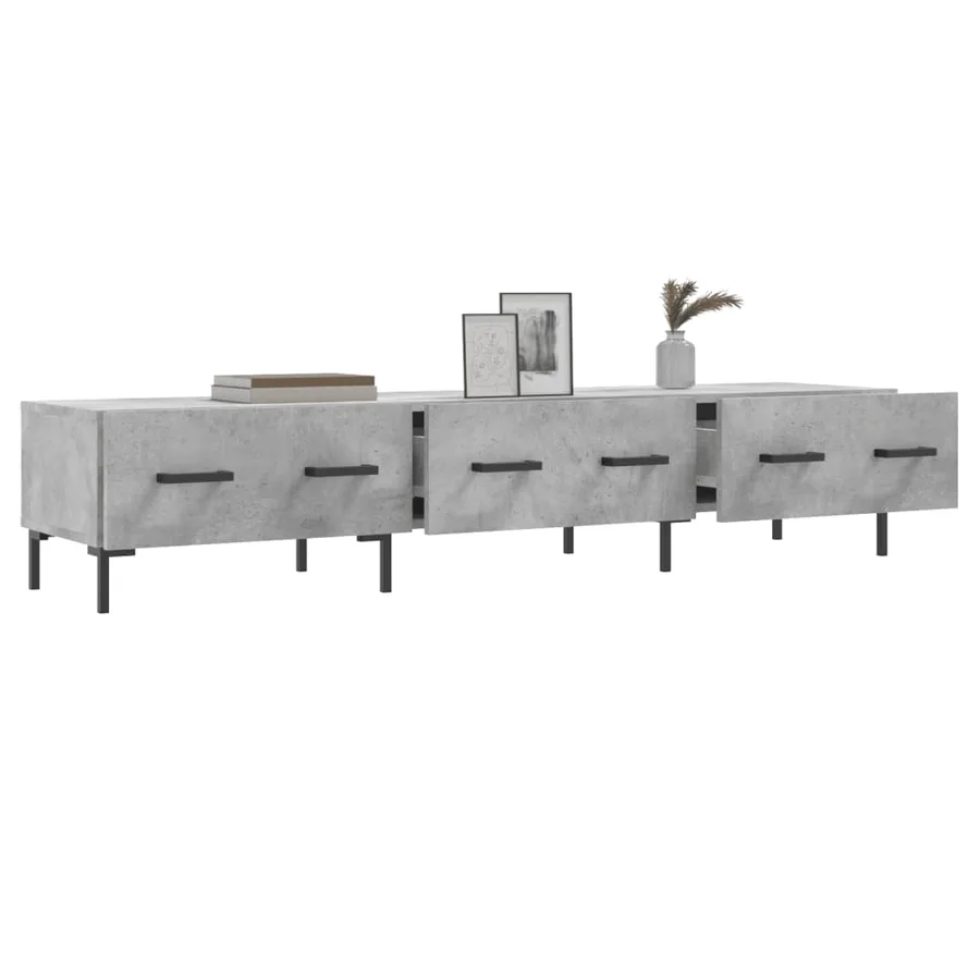 Meuble TV gris béton 150x36x30 cm bois d'ingénierie - 4