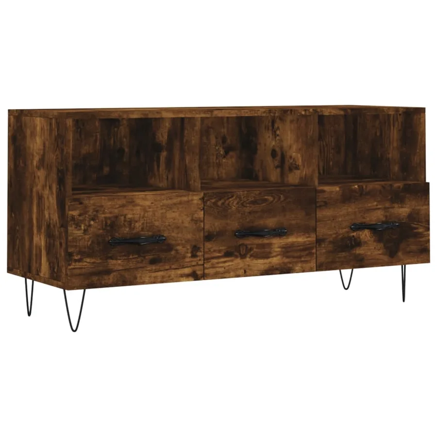 Meuble TV chêne fumé 102x36x50 cm bois d'ingénierie - 2