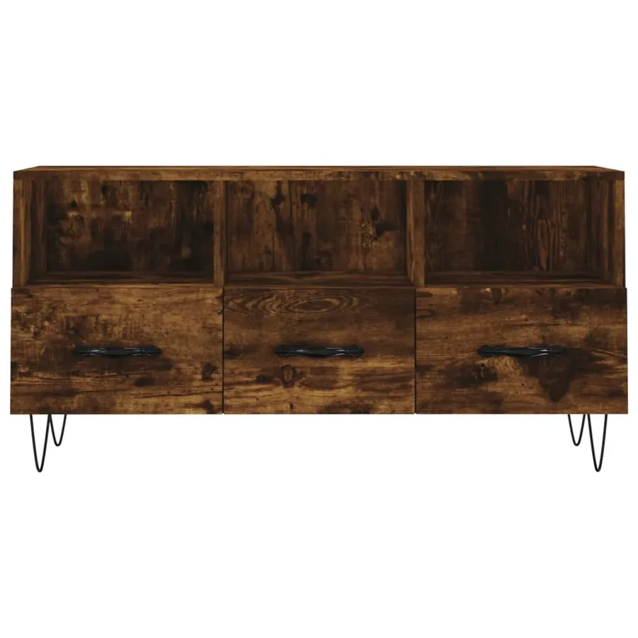 Meuble TV chêne fumé 102x36x50 cm bois d'ingénierie - 5