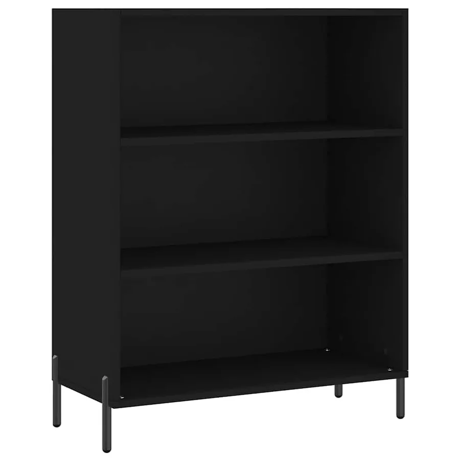 Armoire à étagères noir 69,5x32,5x90 cm bois d'ingénierie - 2