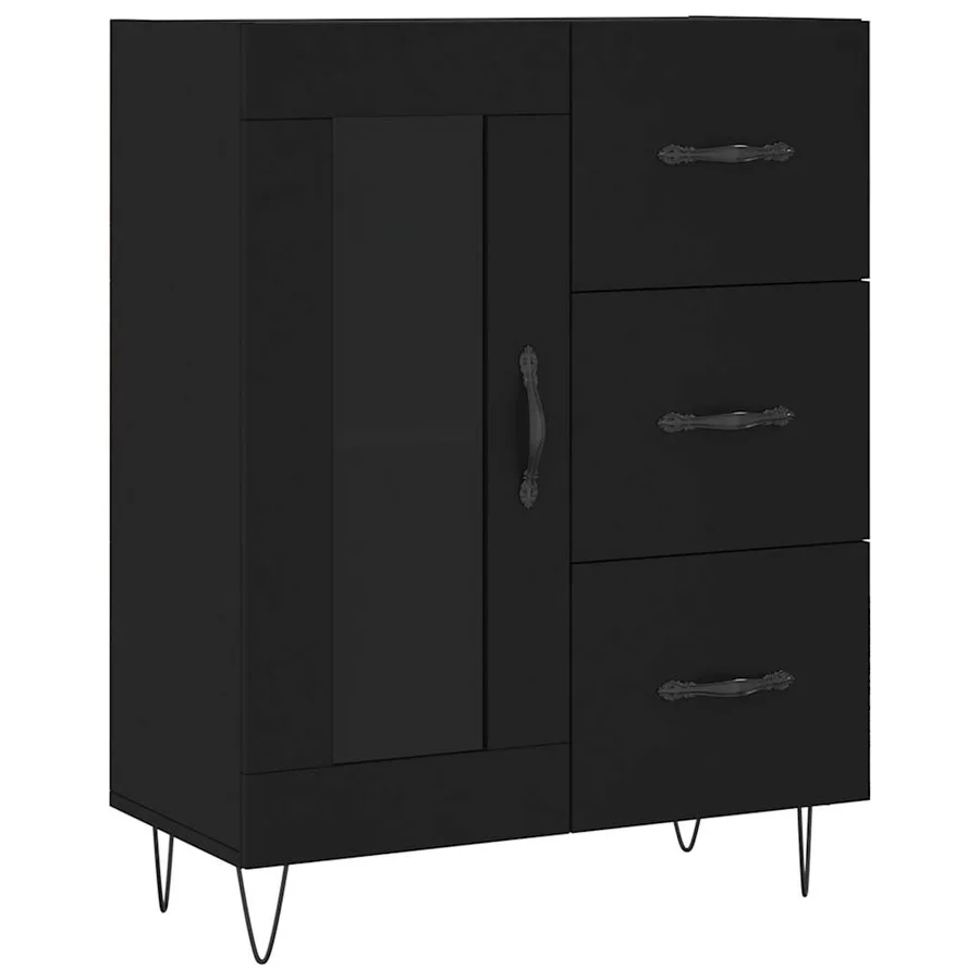 Buffet noir 69,5x34x90 cm bois d'ingénierie - 2