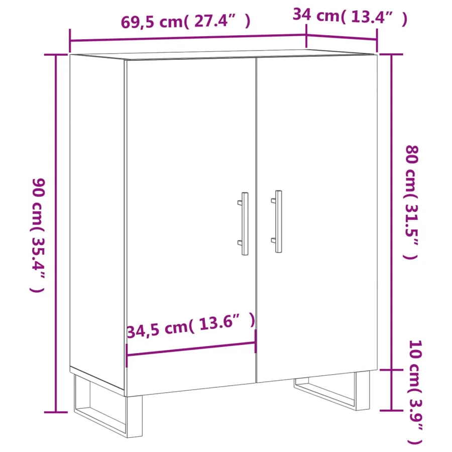 Buffet chêne sonoma 69,5x34x90 cm bois d'ingénierie - 12