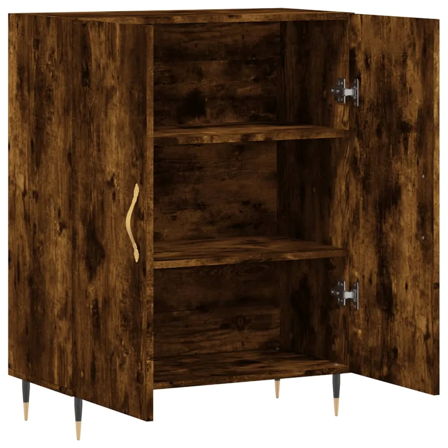 Buffet chêne fumé 69,5x34x90 cm bois d'ingénierie - 6