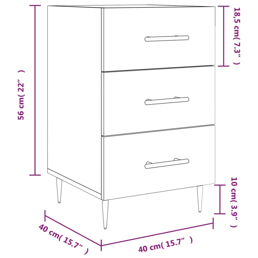 Table de chevet chêne fumé 40x40x66 cm bois d'ingénierie - 12
