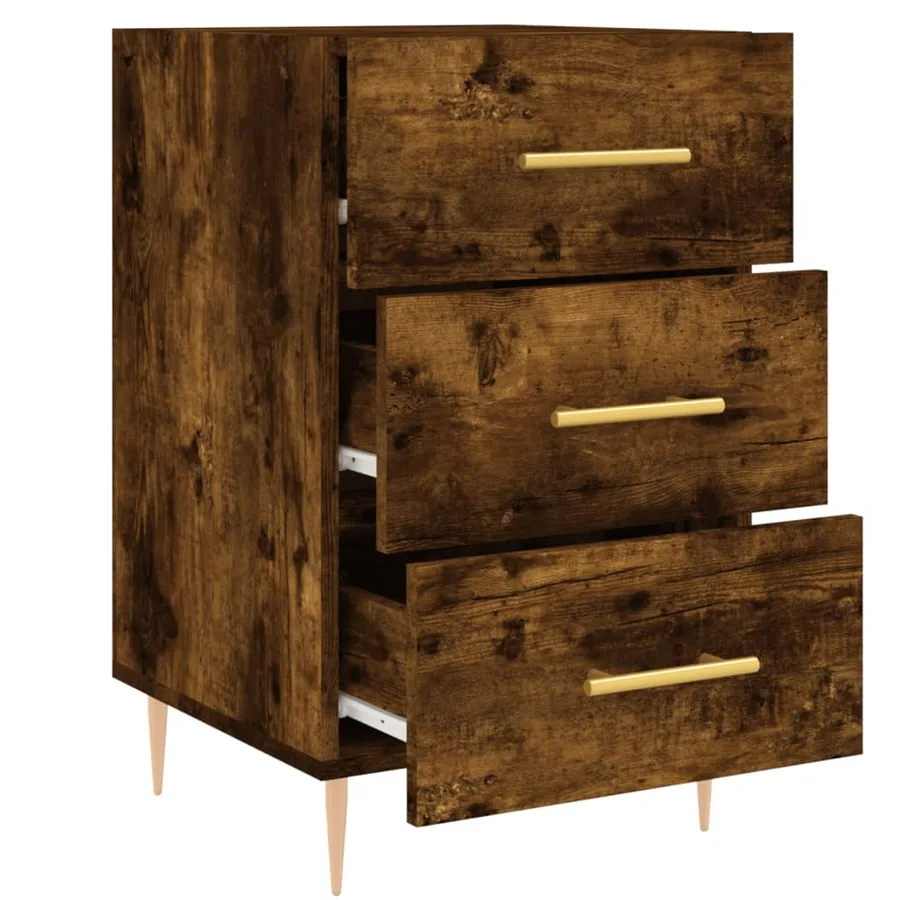 Table de chevet chêne fumé 40x40x66 cm bois d'ingénierie - 7