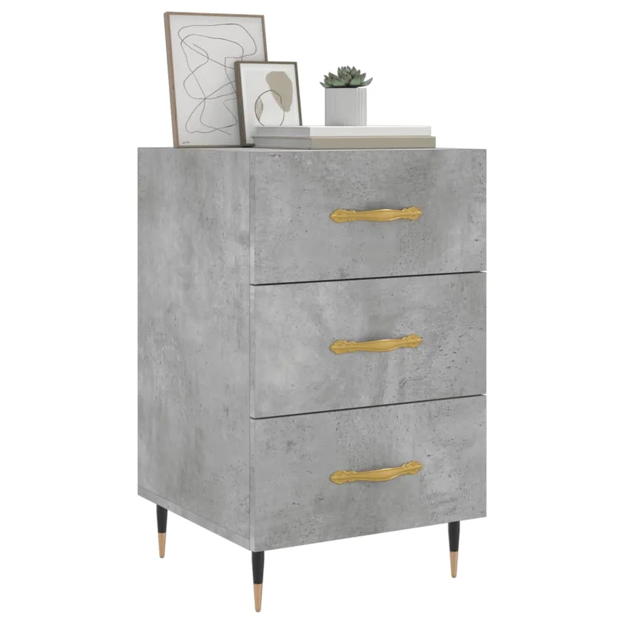 Table de chevet gris béton 40x40x66 cm bois d'ingénierie - 3