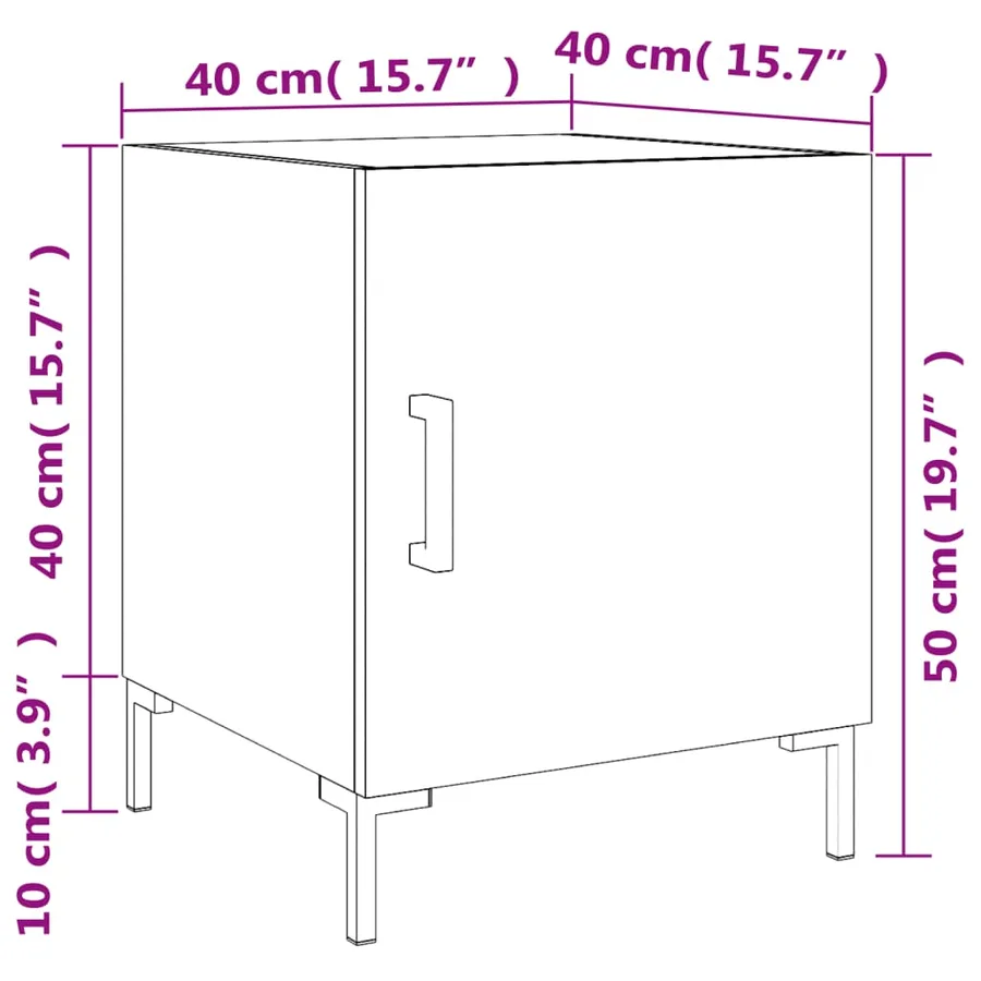 Tables de chevet 2 pcs gris béton 40x40x50 cm bois d’ingénierie - 14