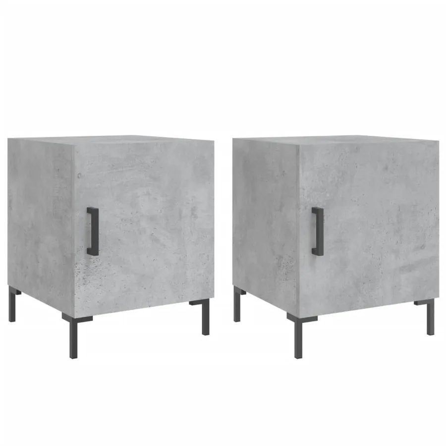 Tables de chevet 2 pcs gris béton 40x40x50 cm bois d’ingénierie - 2