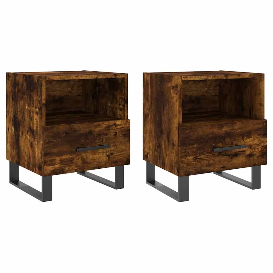 Tables de chevet 2pcs chêne fumé 40x35x47,5cm bois d’ingénierie - 2