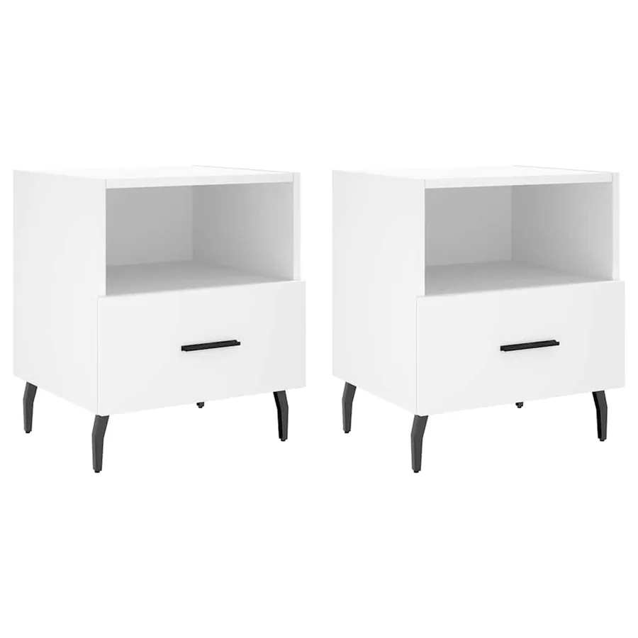 Tables de chevet 2 pcs blanc 40x35x47,5 cm bois d’ingénierie - 2