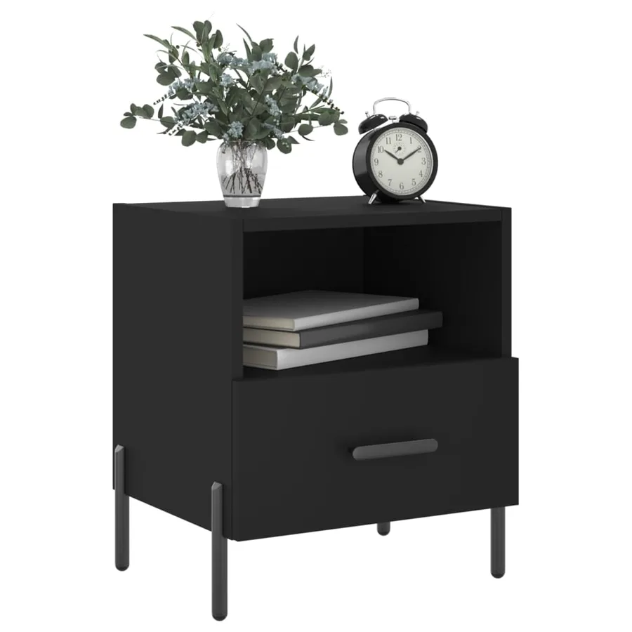 Tables de chevet 2 pcs noir 40x35x47,5 cm bois d’ingénierie - 4