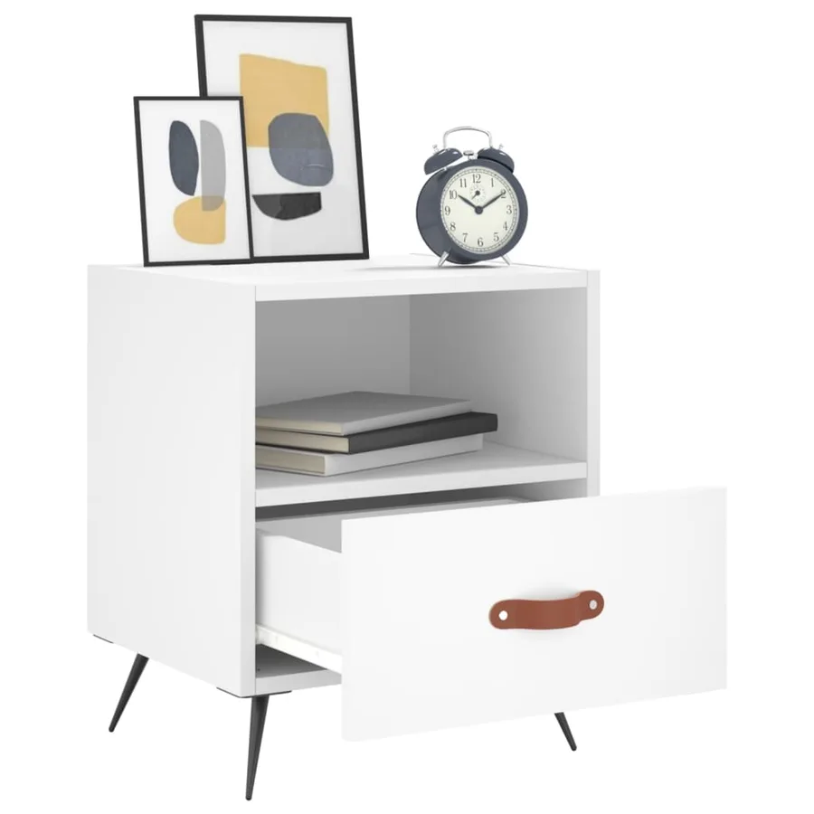 Table de chevet blanc 40x35x47,5 cm bois d’ingénierie - 7