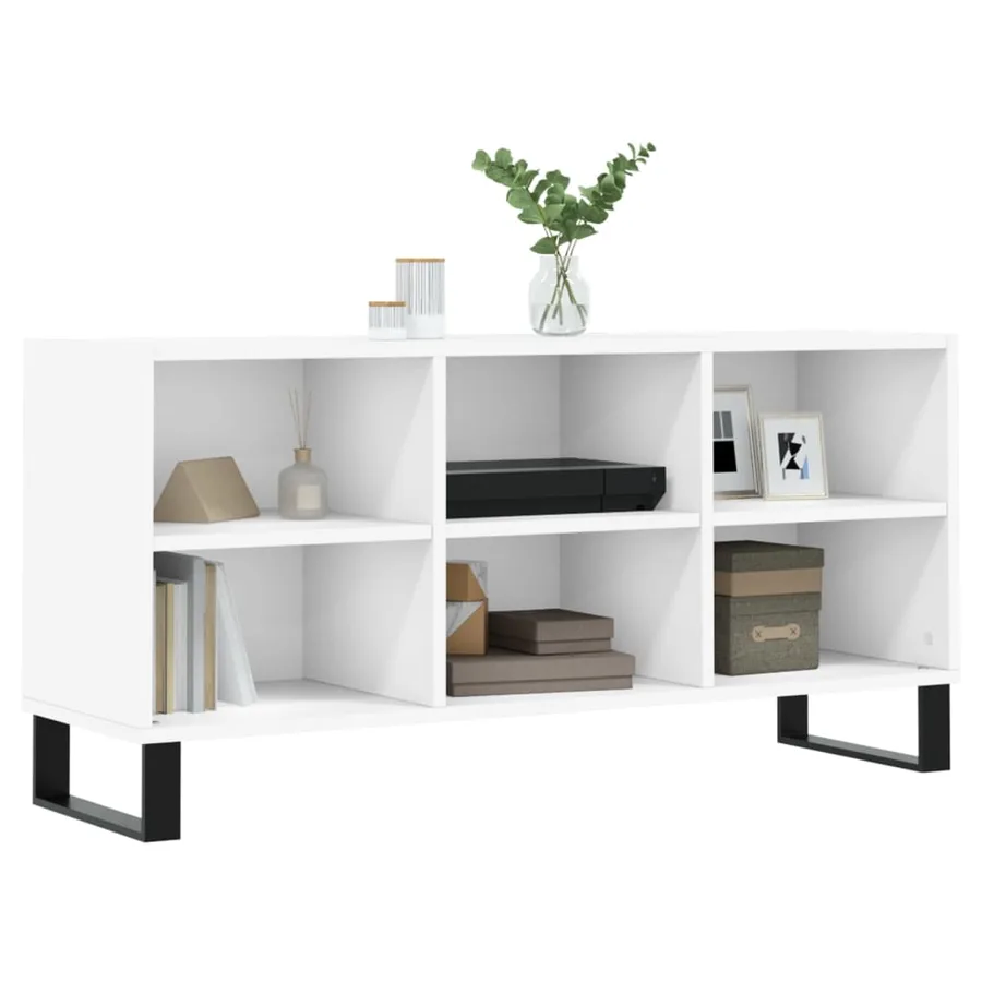 Meuble TV blanc 103,5x30x50 cm bois d'ingénierie - 3