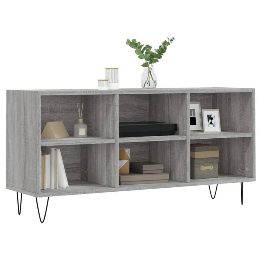 Meuble TV sonoma gris 103,5x30x50 cm bois d'ingénierie - 3
