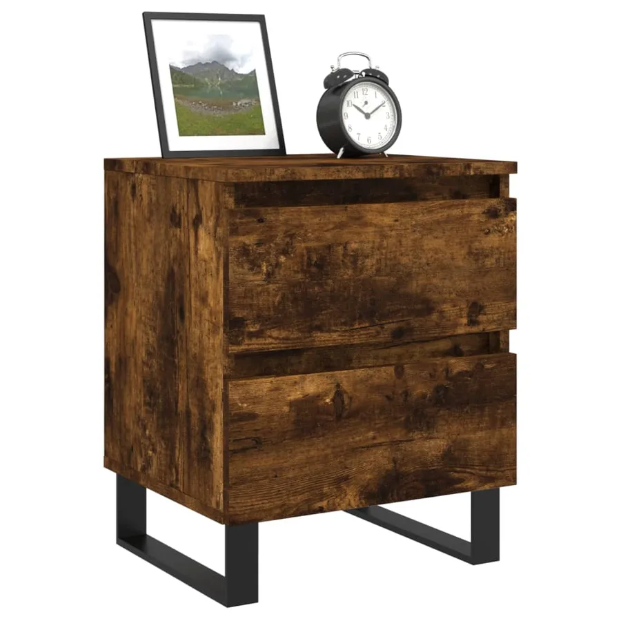 Table de chevet chêne fumé 40x35x50 cm bois d’ingénierie - 3