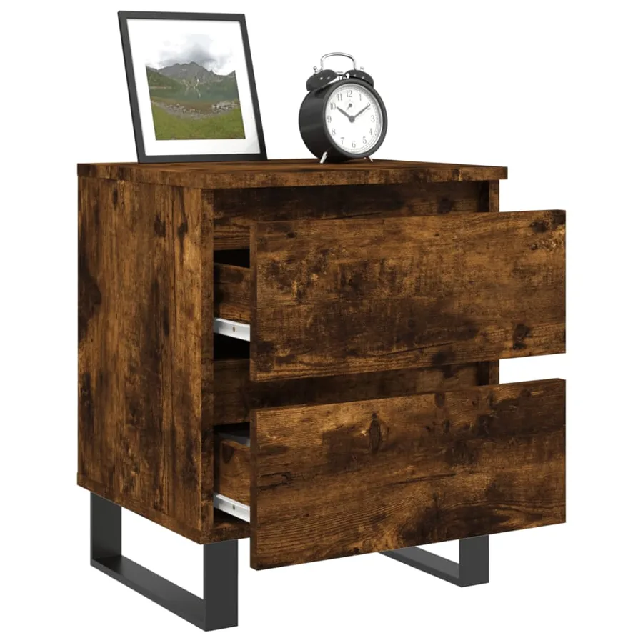 Table de chevet chêne fumé 40x35x50 cm bois d’ingénierie - 4
