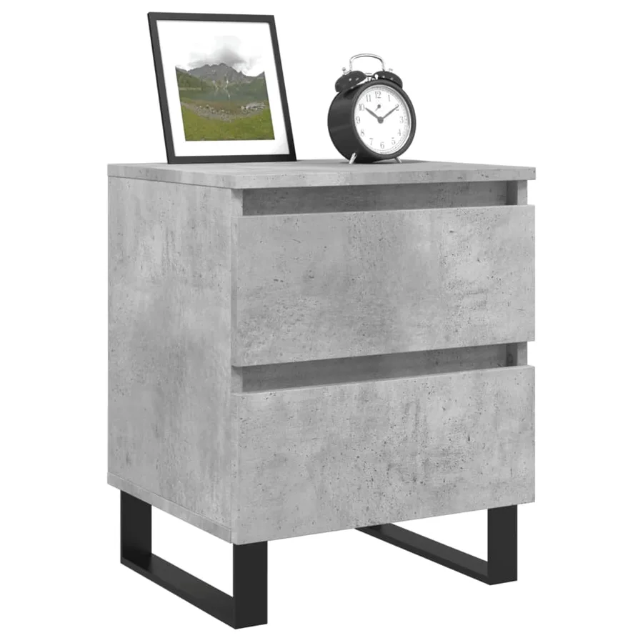 Table de chevet gris béton 40x35x50 cm bois d’ingénierie - 3