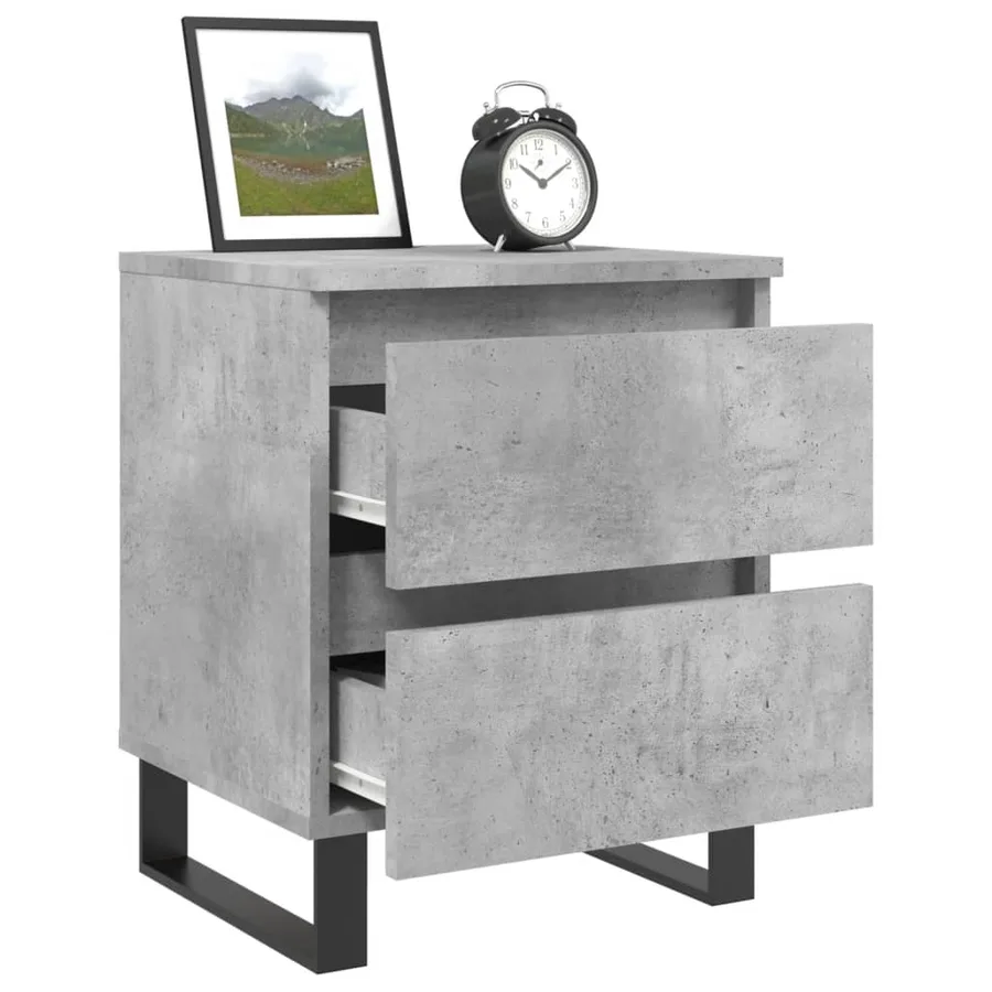 Table de chevet gris béton 40x35x50 cm bois d’ingénierie - 4