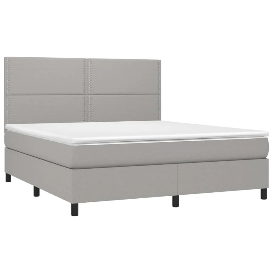 Sommier à lattes de lit et matelas et LED Gris clair 180x200 cm - 3