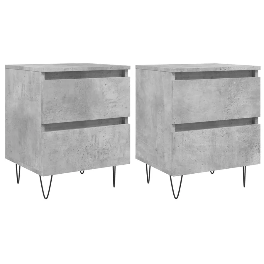 Tables de chevet 2 pcs gris béton 40x35x50 cm bois d’ingénierie - 2