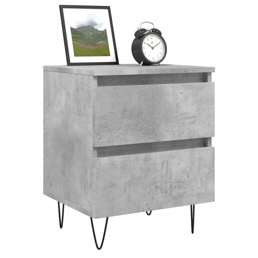 Tables de chevet 2 pcs gris béton 40x35x50 cm bois d’ingénierie - 3