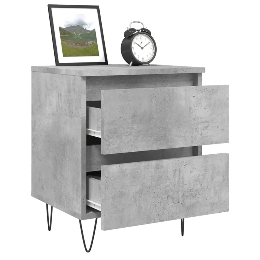Tables de chevet 2 pcs gris béton 40x35x50 cm bois d’ingénierie - 4